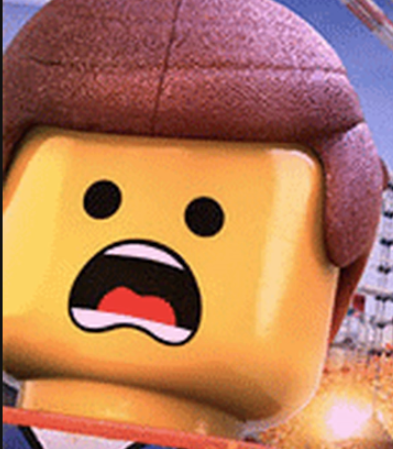 Lego movie character screaming. 